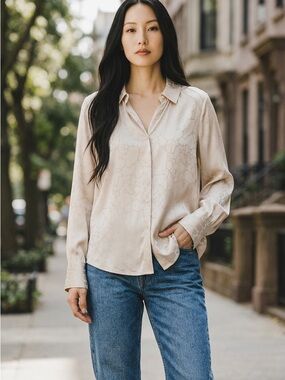 ba&sh Cream Button-Down Silk-Blend Shirt - the one you’ll reach for over & over!